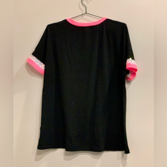 Black, pink and sequin tee - Picture 2 of 4